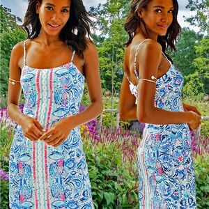 NWOT size 10 Lilly Pulitzer Shelli stretch shift Blue and Pink Paisley Dress